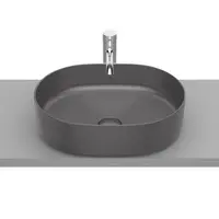 Lavoar oval Roca Inspira Round A327520640, 500 x 370 mm, fara orificiu baterie, fara preaplin, montare pe blat, Antracit