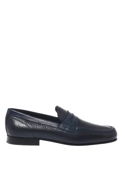 Pantofi loafer din piele cu aspect texturat - Albastru