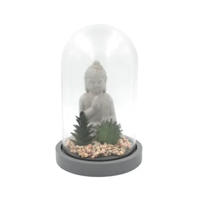 Glob decorativ sticlă Buddha plante 21cm