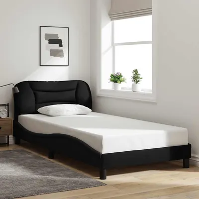 vidaXL Cadru de pat fără saltea, Hvar, negru, 100x200 cm, textil