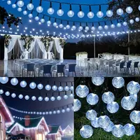 Instalatie solara LED, 50 globulete, Alb rece