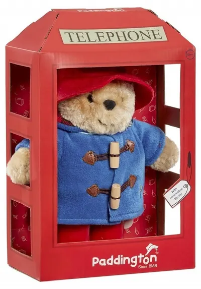 Jucărie de pluș Rainbow Designs - Paddington în cabină telefonică, 22 cm