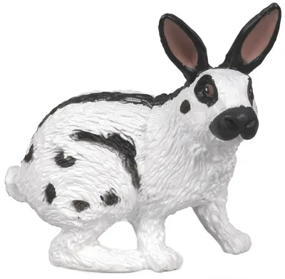 Figurina Papo Farmyard Friends – Iepuras alb cu urechile negre