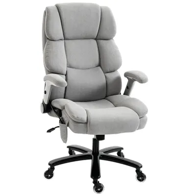 HOMCOM Scaun de birou extra lat cu suport lombar cu airbag, scaun de birou cu apărători rabatabile, arcuri pocket, Gri deschis | Aosom Romania