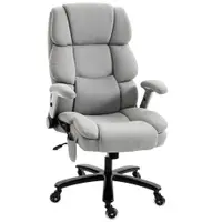 HOMCOM Scaun de birou extra lat cu suport lombar cu airbag, scaun de birou cu apărători rabatabile, arcuri pocket, Gri deschis | Aosom Romania