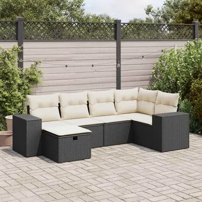 Gossi set mobilier de gradina cu perne, 6 piese, negru, poliratan