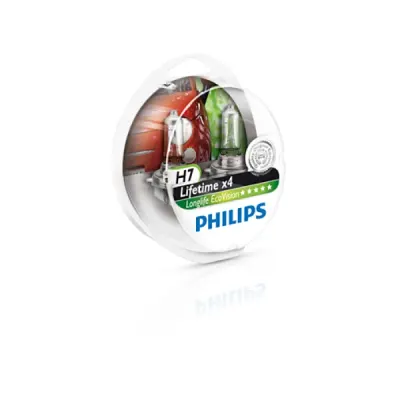Set 2 becuri auto halogen pentru far Philips Longlife EcoVision H7 55W 12V 12972LLECOS2