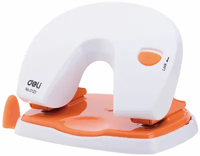 Perforator Deli Vivid - E0123, pana la 20 de foi, alb/portocaliu