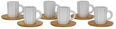 Set de cești de espresso Maison - Cactus, 6 buc., 80 ml, albe