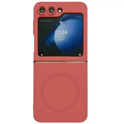 Husa Elite Matte, Magsafe, Pentru Samsung Galaxy Z Flip 6, Antisoc, Protectie camera, Silicon moale, Corai Engros