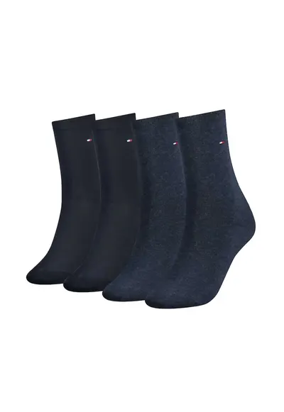 Set de sosete lungi cu monograma discreta - 4 perechi - Albastru