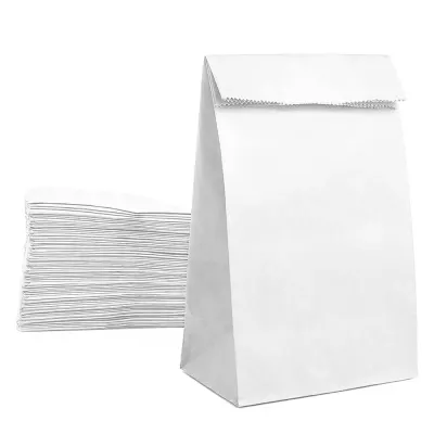 Pungi hârtie simple deschise - alb (set 50 buc) - Mare - 27x15x9cm