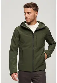 Jacheta relaxed fit cu gluga si detaliu logo Softshell - Kaki