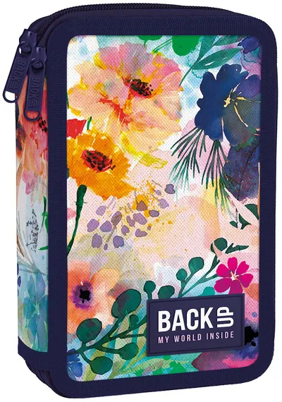 Penar cu rechizite BackUp DW - Flowers, cu 2 fermoare