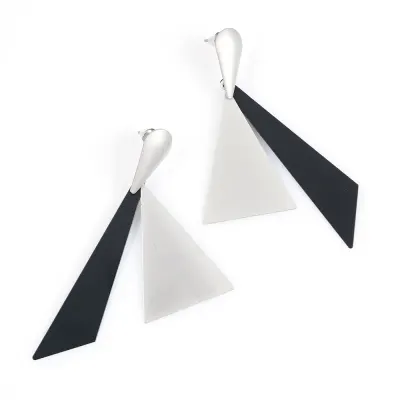 Cercei lungi geometrici bicolori