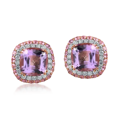 Cercei din aur roz cu pietre pretioase si semipretioase de 6.2ct