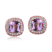 Cercei din aur roz cu pietre pretioase si semipretioase de 6.2ct