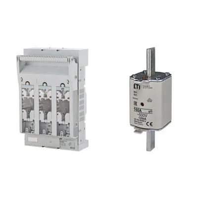 Pachet Protectie Circuit Trifazat: Soclu Siguranta Fuzibila NH1 3P (M10/M10), Siguranta Fuzibila NH1 gG 160A 500V