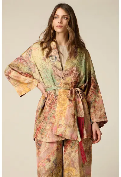 Chimono scurt cu model - Multicolor