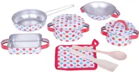 Set de joaca Bigjigs - Vesela metalica de bucatarie, cu buline