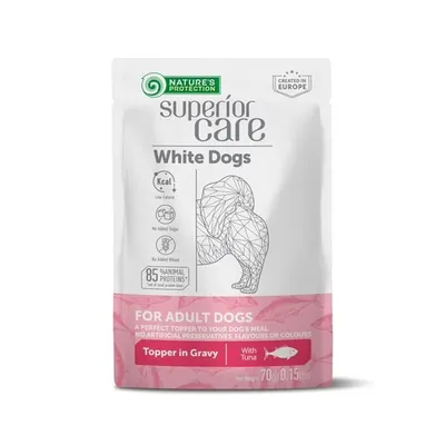 Gustari pentru caini adulti cu blana alba, Nature's Protection, ton, 70g