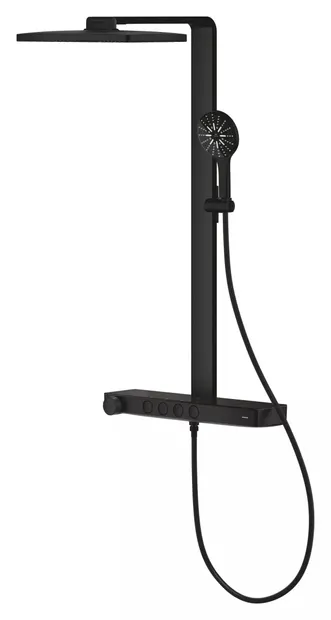Sistem de dus Grohe SPA Aqua Pure 100961KF00, aparent, termostat, 400 mm, 3 functii, mat, Negru