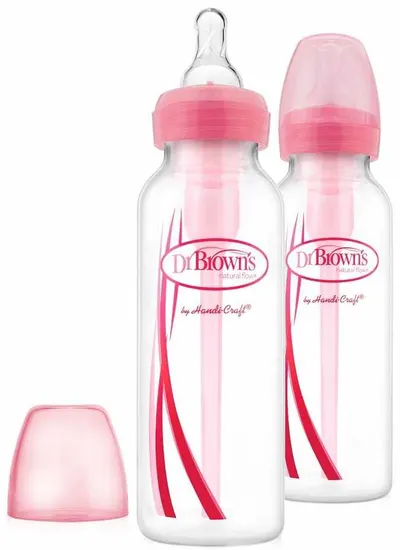 Biberoane Dr. Brown's - Narrow-Neck Options, 250 ml, 2 bucăți, roz)
