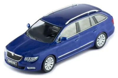 Model de colecție IXO Contemporary: Automobile - Skoda Superb II (3T) station wagon 2008, metallic-blue