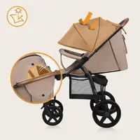 Carucior pentru copii Lionelo Annet Plus Bej, cu accesorii si capotina XXL reglabila, 0-22 kg, conform cu standardele europene de securitate