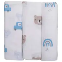 Set 3 Scutece Nou nascuti Muselina FreeON 80x80 alb albastru bej
