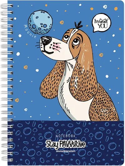 Caiet spiralat Drasca Stay PAWsitive - Moonie, A5, 80 de coli