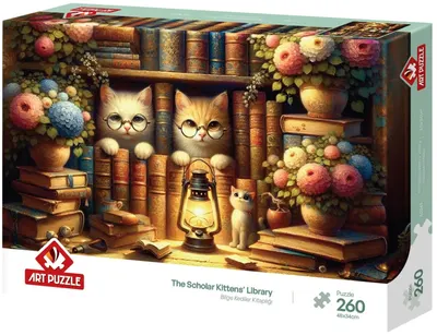 Puzzle Art Puzzle din 260 piese - Biblioteca pisoilor învățați