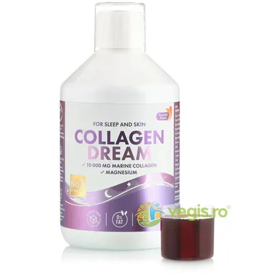 Collagen Dream - Colagen Marin Lichid Hidrolizat 10000 mg pentru Relaxare, Somn Odihnitor si Frumusete + Magneziu 150mg + Triptofan 500mg + Herbal Blend Relax 500ml