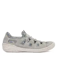 Pantofi dama gri - piele ecologica - interior din piele naturala - varf rotund -