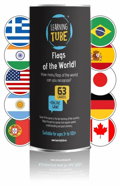 Joc educațional de masă Learning Tube: Flags Of The World (limba engleză)