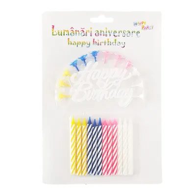 Lumanari aniversare Happy Birthday - mai multe culori