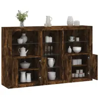 Gossi servanta cu lumini led, stejar fumuriu, 162x37x100 cm