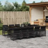 Gossi set mobilier de exterior cu perne, 11 piese, negru, poliratan