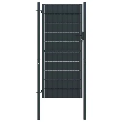 vidaXL Poartă de gard din PVC și oțel, 100x124 cm, antracit