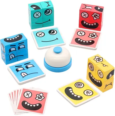 Set educațional Smart Baby - Emoții, cu blocuri de lemn