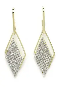 Cercei drop placati cu aur de 18K si decorati cu cristale - Auriu/Transparent