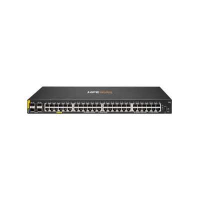 Switch rackabil PoE cu 48 de porturi HPE Aruba Networking CX 6000 R8N85A, 4 porturi SFP, 104 Gbps, 77.3 Mbps, buget 370W, 1U, L2, cu management