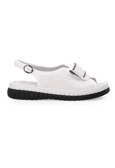 Sandale slingback din piele perforata