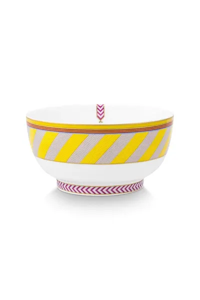 Bol din porțelan, Pip Studio, Stripes Yellow, 20.5cm, colecția Pip Chique