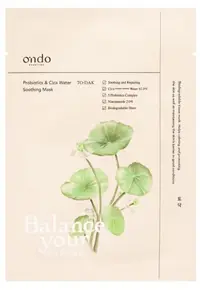 Ondo Beauty 36.5 Mască de tip folie calmantă Probiotics & Cica Water, 25 ml