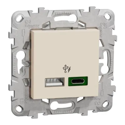 Noua Unica, Incarcator rapid USB dublu A+C 45W, bej
