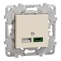 Noua Unica, Incarcator rapid USB dublu A+C 45W, bej