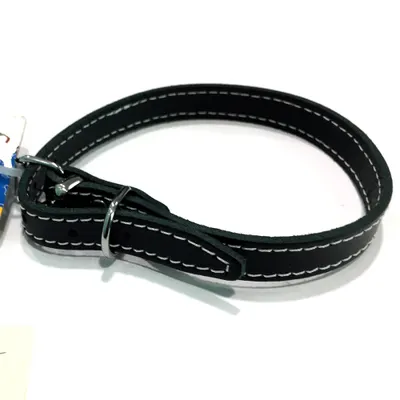 Zgarda din piele, neagra, reglabila, 14 mm x 400 mm