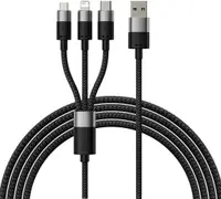 Cablu Baseus - StarSpeed, USB-A/Micro USB/Lightning/USB-C, 1.2 m, negru