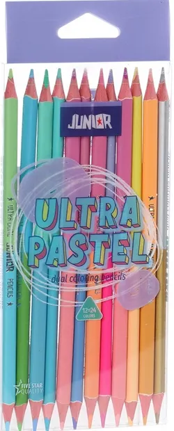 Set de creioane colorate cu două capete Junior - Ultra Pastel, 12 buc